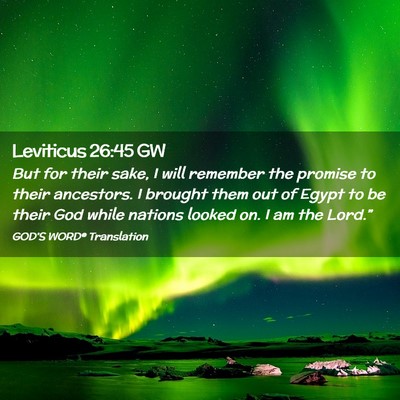 Picture 02 - Leviticus 26:45 GW - But for their sake, I will remember the promise - Bible Verse Picture