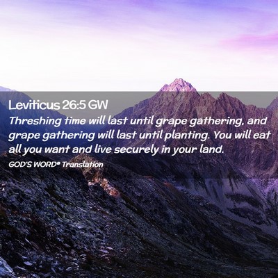 Picture 02 - Leviticus 26:5 GW - Threshing time will last until grape gathering, - Bible Verse Picture