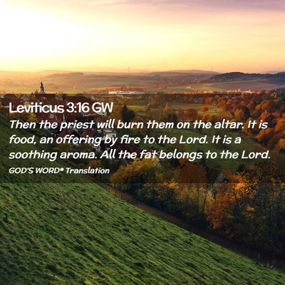 Picture 02 - Leviticus 3:16 GW - Then the priest will burn them on the altar. It - Bible Verse Picture