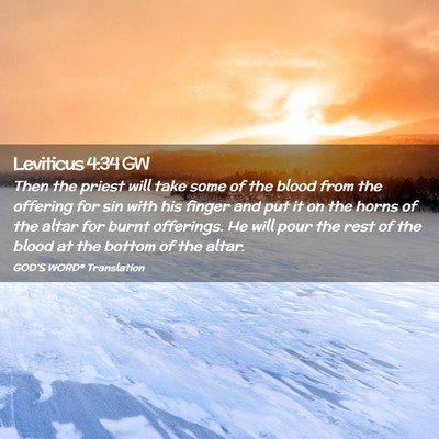 Picture 02 - Leviticus 4:34 GW - Then the priest will take some of the blood from - Bible Verse Picture