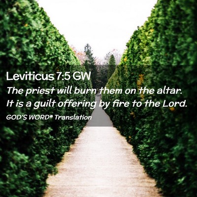 Picture 02 - Leviticus 7:5 GW - The priest will burn them on the altar. It is a - Bible Verse Picture