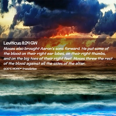 Picture 02 - Leviticus 8:24 GW - Moses also brought Aaron’s sons forward. He put - Bible Verse Picture