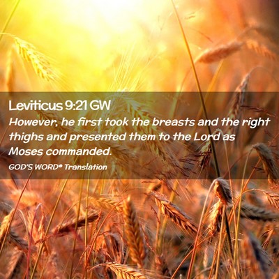 Picture 02 - Leviticus 9:21 GW - However, he first took the breasts and the right - Bible Verse Picture