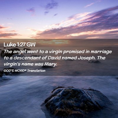 Picture 02 - Luke 1:27 GW - The angel went to a virgin promised in marriage - Bible Verse Picture