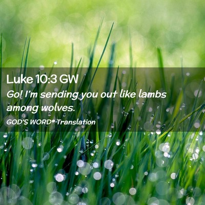 Picture 02 - Luke 10:3 GW - Go! I’m sending you out like lambs among - Bible Verse Picture