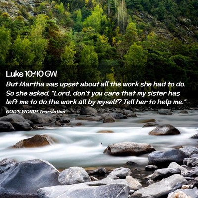 Picture 02 - Luke 10:40 GW - But Martha was upset about all the work she had - Bible Verse Picture