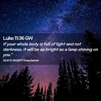 Picture 02 - Luke 11:36 GW - If your whole body is full of light and not - Bible Verse Picture