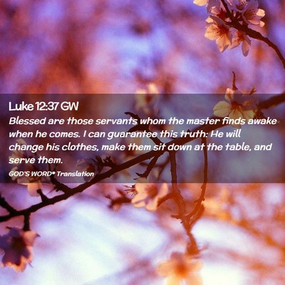 Picture 02 - Luke 12:37 GW - Blessed are those servants whom the master finds - Bible Verse Picture