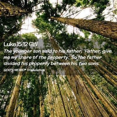 Picture 02 - Luke 15:12 GW - The younger son said to his father, ‘Father, - Bible Verse Picture