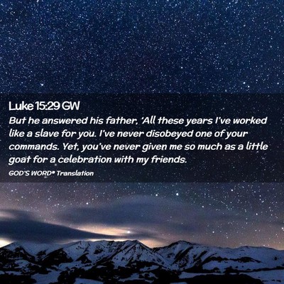 Picture 02 - Luke 15:29 GW - But he answered his father, ‘All these years - Bible Verse Picture