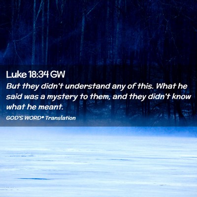 Picture 02 - Luke 18:34 GW - But they didn’t understand any of this. What he - Bible Verse Picture