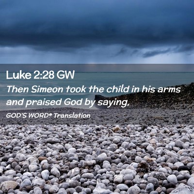 Picture 02 - Luke 2:28 GW - Then Simeon took the child in his arms and - Bible Verse Picture