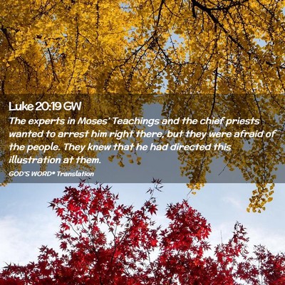 Picture 02 - Luke 20:19 GW - The experts in Moses’ Teachings and the chief - Bible Verse Picture