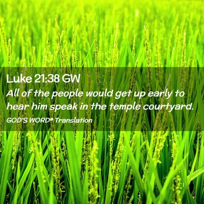 Picture 02 - Luke 21:38 GW - All of the people would get up early to hear him - Bible Verse Picture