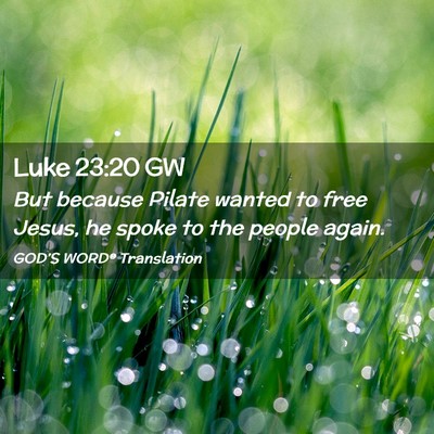 Picture 02 - Luke 23:20 GW - But because Pilate wanted to free Jesus, he spoke - Bible Verse Picture