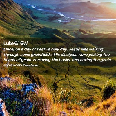 Picture 02 - Luke 6:1 GW - Once, on a day of rest—a holy day, Jesus was - Bible Verse Picture