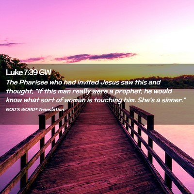 Picture 02 - Luke 7:39 GW - The Pharisee who had invited Jesus saw this and - Bible Verse Picture
