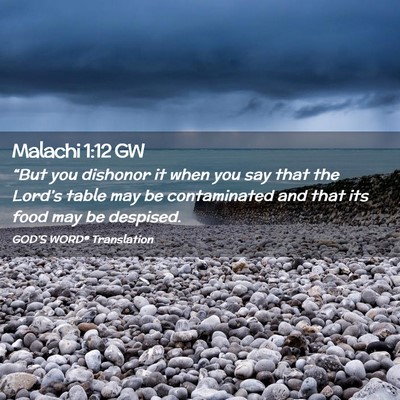 Picture 02 - Malachi 1:12 GW - “But you dishonor it when you say that the - Bible Verse Picture