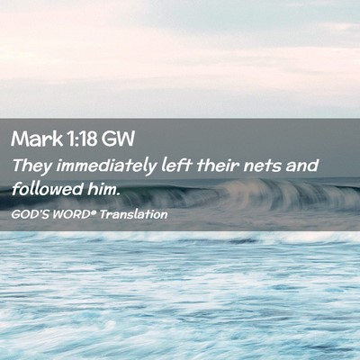 Picture 02 - Mark 1:18 GW - They immediately left their nets and followed - Bible Verse Picture