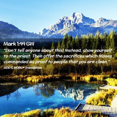 Picture 02 - Mark 1:44 GW - “Don’t tell anyone about this! Instead, show - Bible Verse Picture