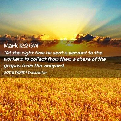 Picture 02 - Mark 12:2 GW - “At the right time he sent a servant to the - Bible Verse Picture