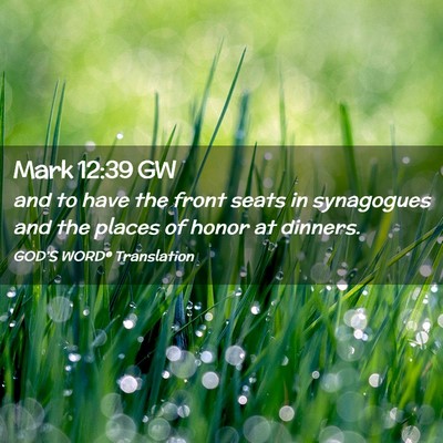 Picture 02 - Mark 12:39 GW - and to have the front seats in synagogues and the - Bible Verse Picture