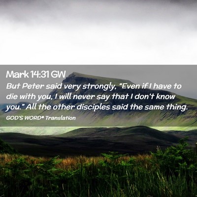 Picture 02 - Mark 14:31 GW - But Peter said very strongly, “Even if I have - Bible Verse Picture