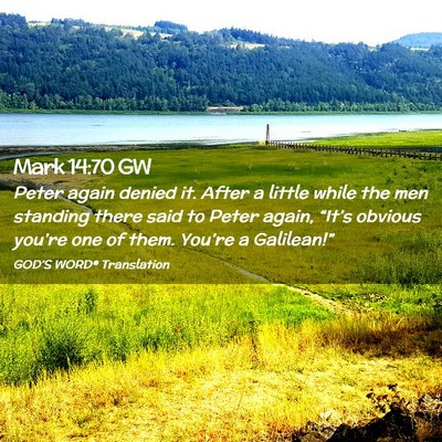 Picture 02 - Mark 14:70 GW - Peter again denied it. After a little while the - Bible Verse Picture