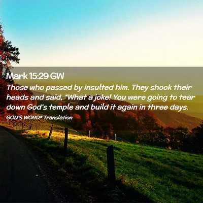 Picture 02 - Mark 15:29 GW - Those who passed by insulted him. They shook - Bible Verse Picture