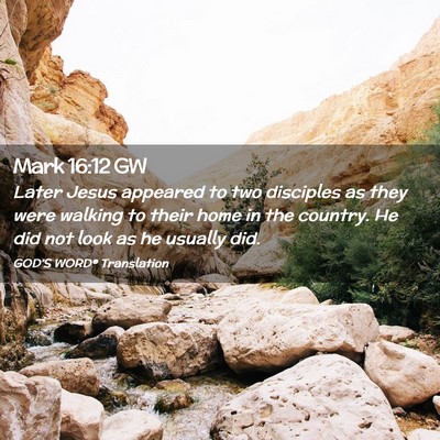 Picture 02 - Mark 16:12 GW - Later Jesus appeared to two disciples as they - Bible Verse Picture