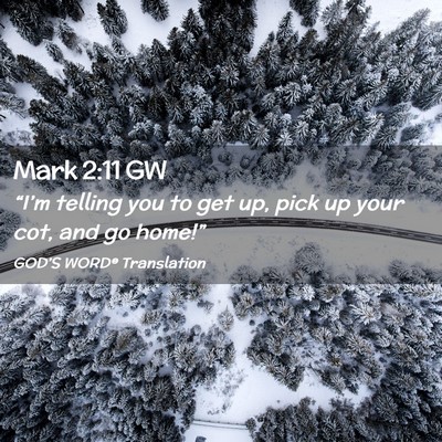 Picture 02 - Mark 2:11 GW - “I’m telling you to get up, pick up your cot, - Bible Verse Picture