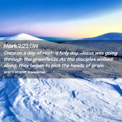Picture 02 - Mark 2:23 GW - Once on a day of rest—a holy day, Jesus was - Bible Verse Picture