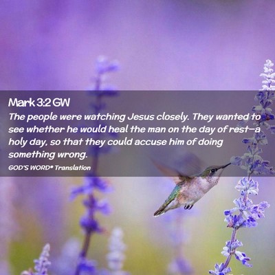 Picture 02 - Mark 3:2 GW - The people were watching Jesus closely. They - Bible Verse Picture