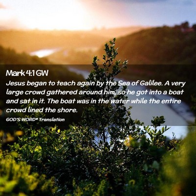 Picture 02 - Mark 4:1 GW - Jesus began to teach again by the Sea of Galilee. - Bible Verse Picture
