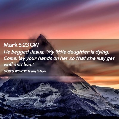 Picture 02 - Mark 5:23 GW - He begged Jesus, “My little daughter is dying. - Bible Verse Picture