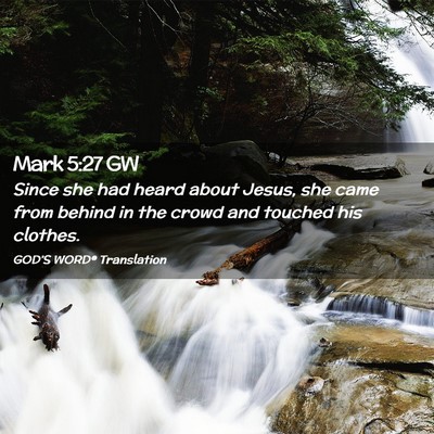 Picture 02 - Mark 5:27 GW - Since she had heard about Jesus, she came from - Bible Verse Picture