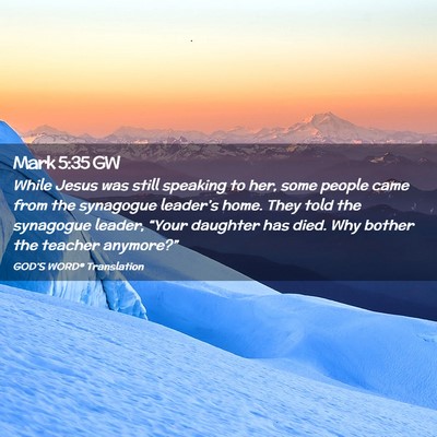 Picture 02 - Mark 5:35 GW - While Jesus was still speaking to her, some - Bible Verse Picture