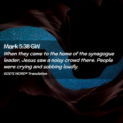 Picture 02 - Mark 5:38 GW - When they came to the home of the synagogue - Bible Verse Picture