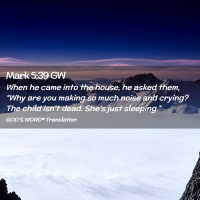 Picture 02 - Mark 5:39 GW - When he came into the house, he asked them, - Bible Verse Picture