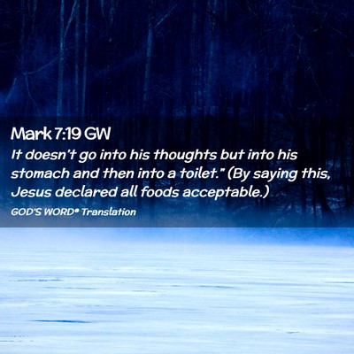Picture 02 - Mark 7:19 GW - It doesn’t go into his thoughts but into his - Bible Verse Picture