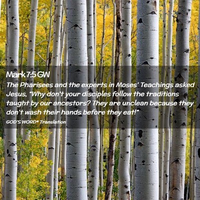 Picture 02 - Mark 7:5 GW - The Pharisees and the experts in Moses’ - Bible Verse Picture