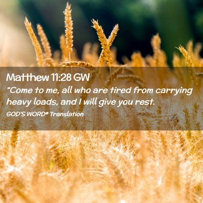 Picture 02 - Matthew 11:28 GW - “Come to me, all who are tired from carrying - Bible Verse Picture
