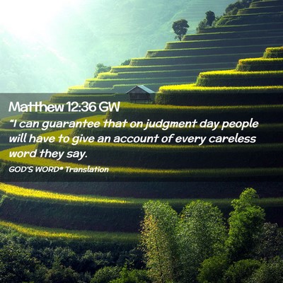 Picture 02 - Matthew 12:36 GW - “I can guarantee that on judgment day people - Bible Verse Picture