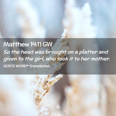 Picture 02 - Matthew 14:11 GW - So the head was brought on a platter and given to - Bible Verse Picture