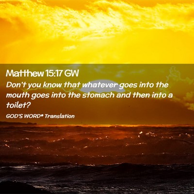 Picture 02 - Matthew 15:17 GW - Don’t you know that whatever goes into the - Bible Verse Picture