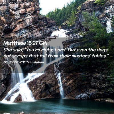 Picture 02 - Matthew 15:27 GW - She said, “You’re right, Lord. But even the - Bible Verse Picture