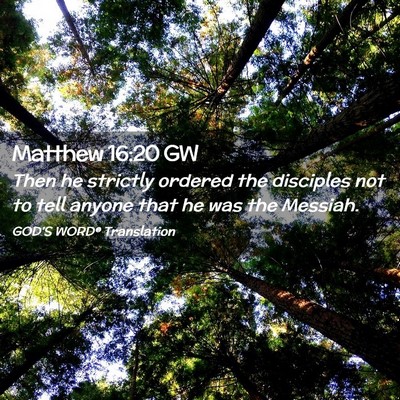 Picture 02 - Matthew 16:20 GW - Then he strictly ordered the disciples not to - Bible Verse Picture