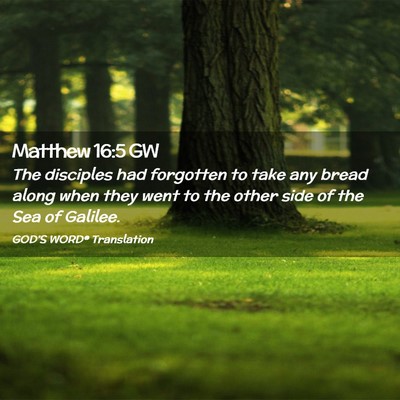 Picture 02 - Matthew 16:5 GW - The disciples had forgotten to take any bread - Bible Verse Picture