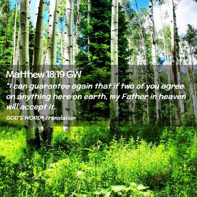 Picture 02 - Matthew 18:19 GW - “I can guarantee again that if two of you agree - Bible Verse Picture