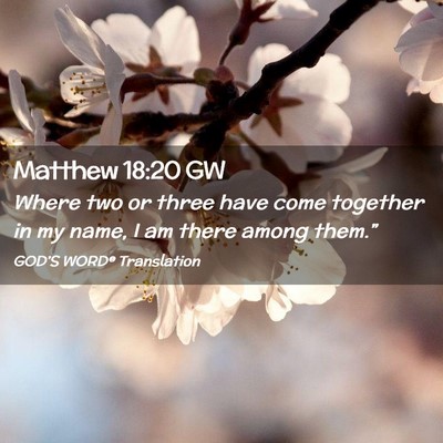 Picture 02 - Matthew 18:20 GW - Where two or three have come together in my name, - Bible Verse Picture